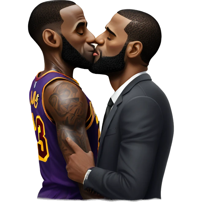 LeBron James kissing a man emoji