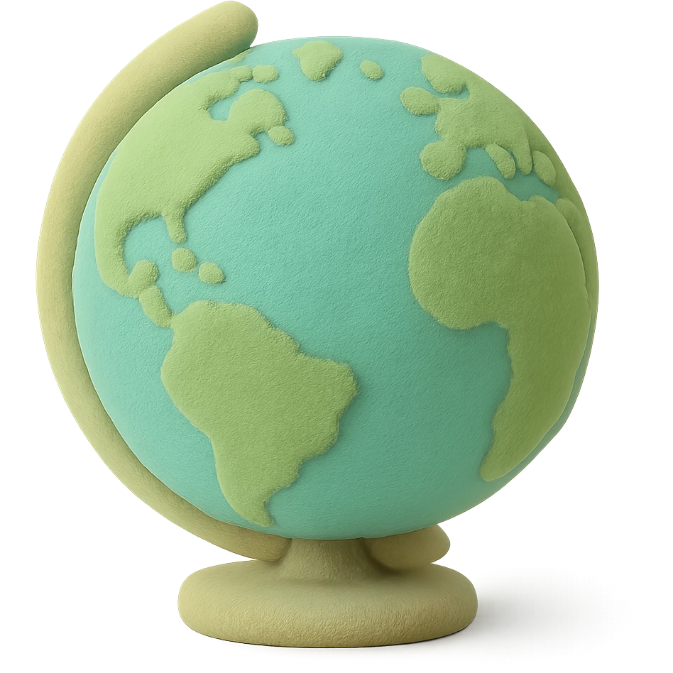 Remove the background, keep the globe only in flocked toys style with no background. emoji