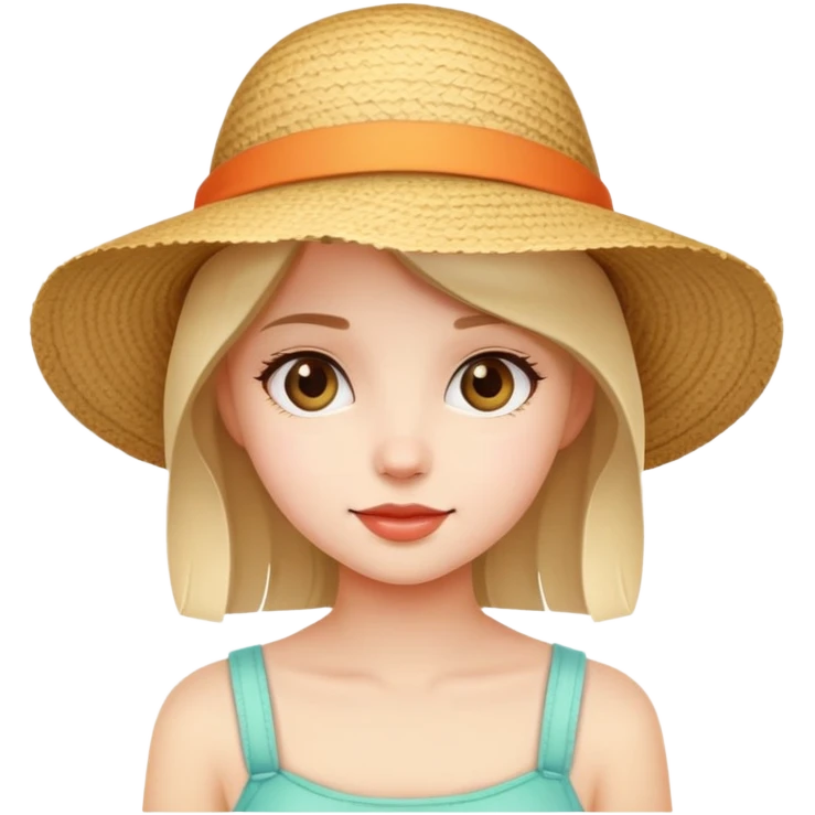 cute girl with summer hat emoji