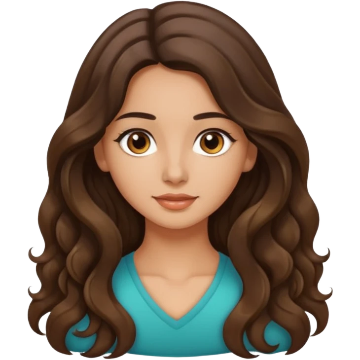 Morena com cabelo ondulado nas pontas  e de pele um pouco bronzeada cabelo grande raiz Lisa emoji