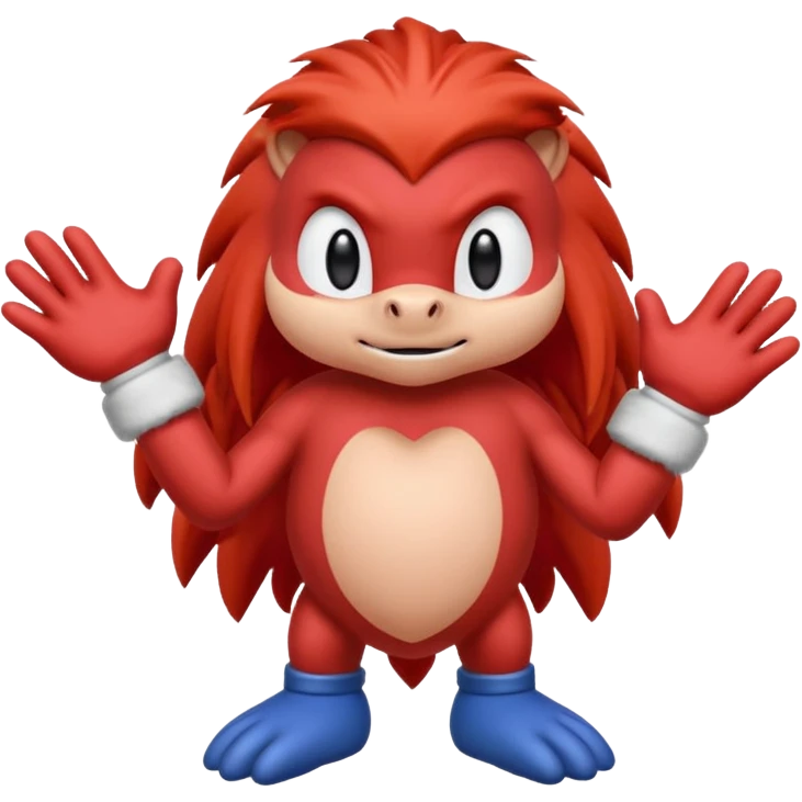 Sonic the hedgehogs friend knuckles a red animal with peach arms and white gloves emoji