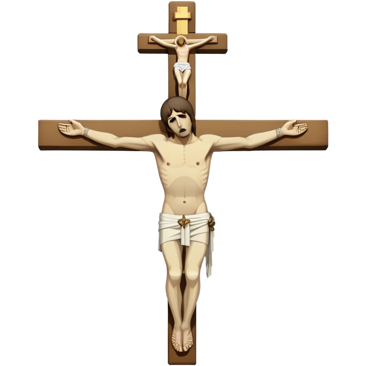 Crucified Liam Gallagher in the style of Jesus full body on cross emoji