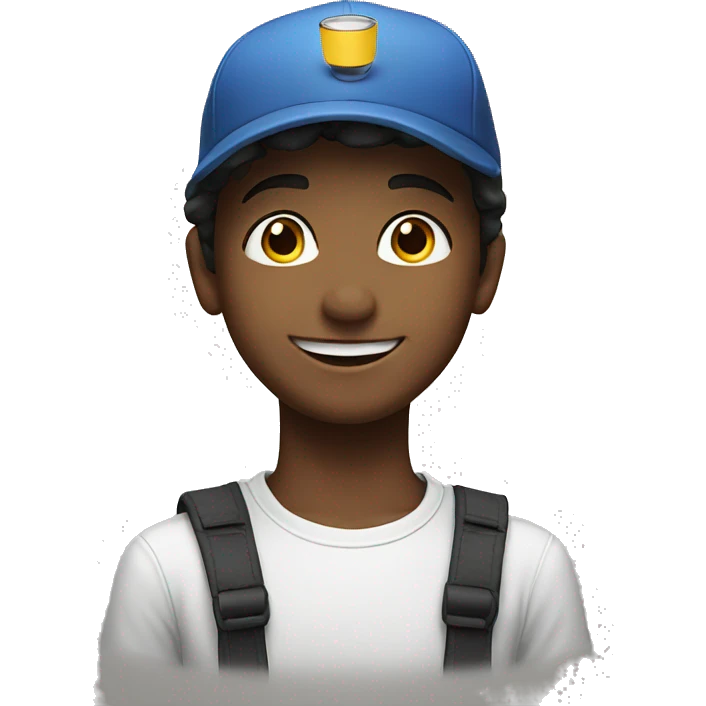 smiling boy portrait with cap emoji