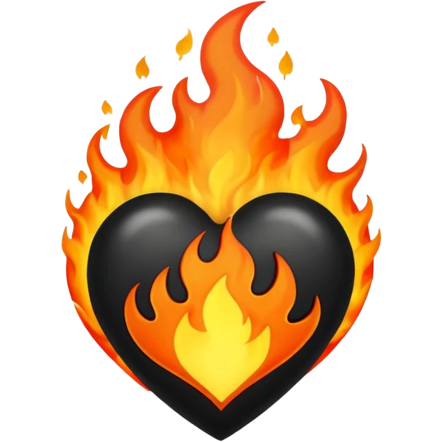 Black Heart with fire emoji