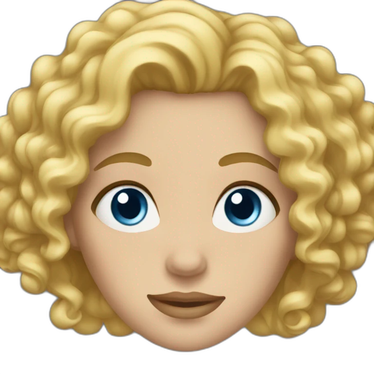 A woman with blond hair curly and blue eyes emoji