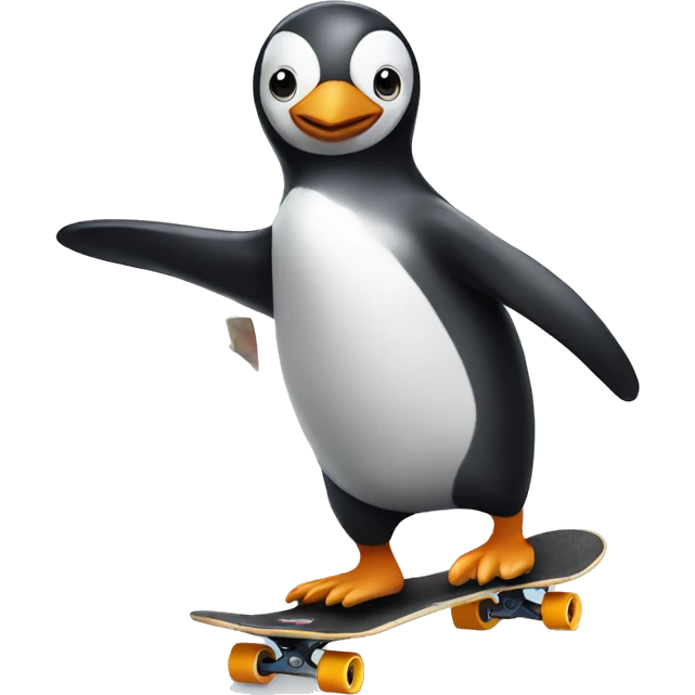 Penguin on a skateboard emoji