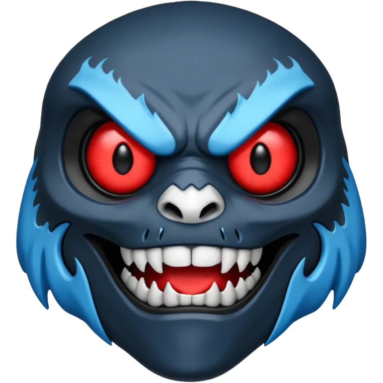 an apex predator with a black concrete body, white head, and scary blue face emoji