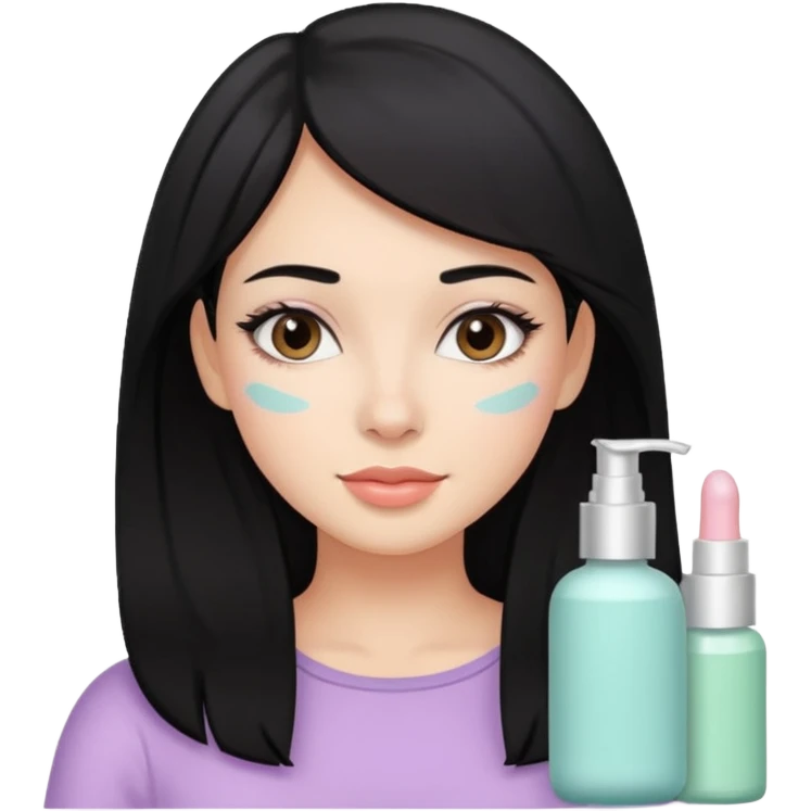 latina black hair cute pastel colors skin care emoji