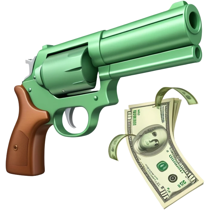 money gun shooting dollar bills emoji