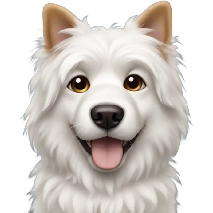 A white fluffy dog with brown flap ears emoji