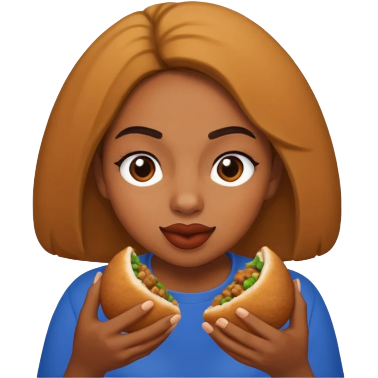 Karlla comendo coxinha emoji