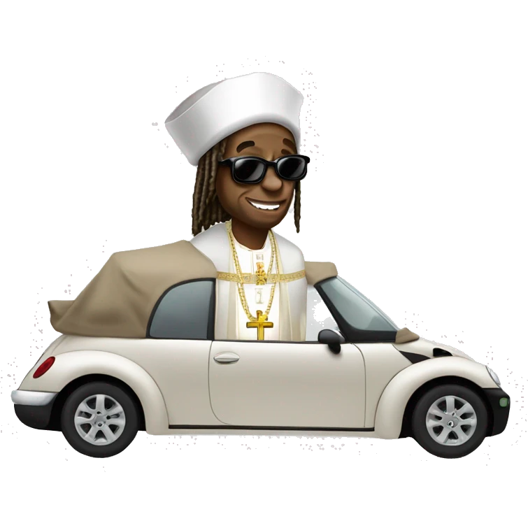 lil wayne in a pope mobile bugattie emoji