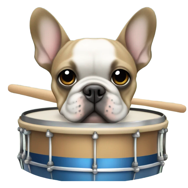 blue and tan french bulldog holding drumming emoji
