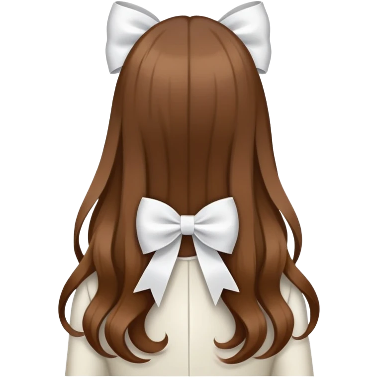 Brown long hairs with white bow from the back emoji