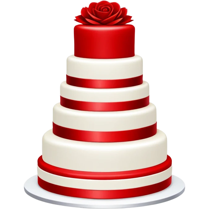 Bright red wedding cake, three tiers, completely red with no white or other colors emoji