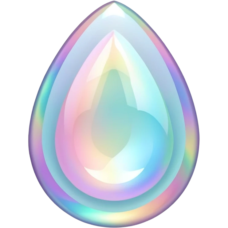 teardrop gemstone with pastel holographic swirls inside emoji