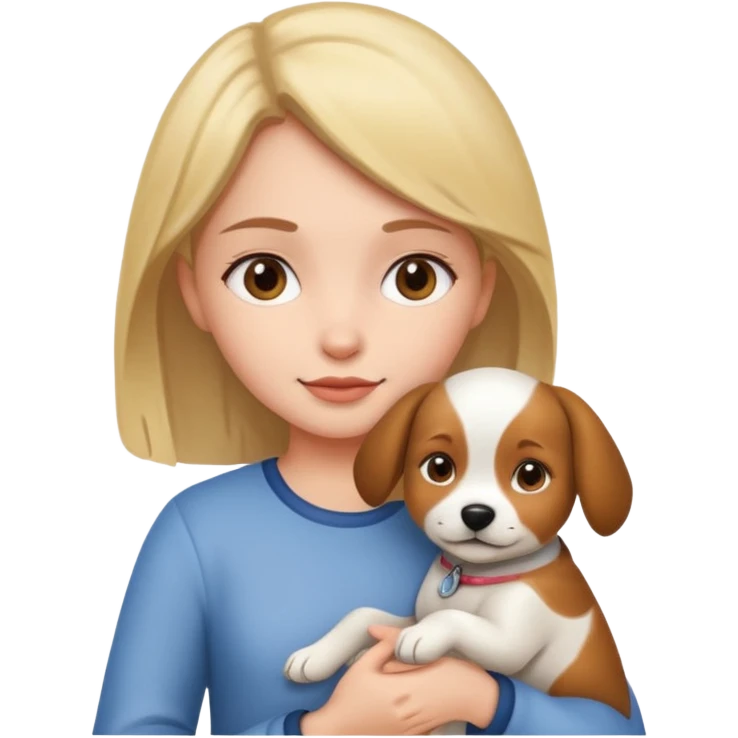 A girl holding a dog emoji