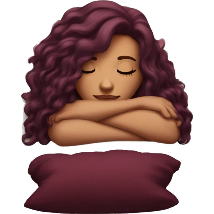 Beautiful tattooed burgundy long haired woman napping on sofa emoji