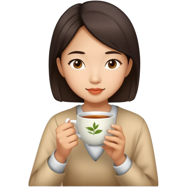 Asian Girl with tea emoji