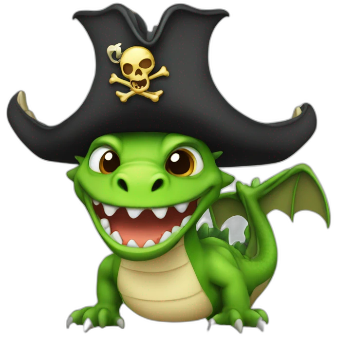 Dragon with pirate hat​ on emoji