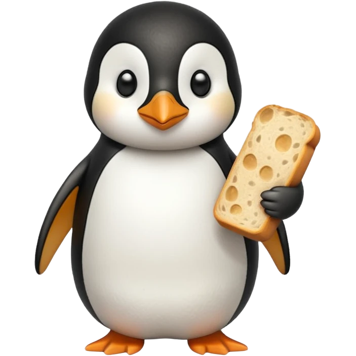 a penguin holding a loaf emoji