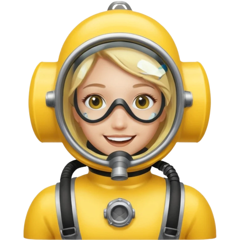 scuba diving girl blonde with yellow oxygen tank and mask emoji