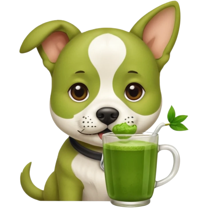 dog drinking matcha like actually holding it make itncute emoji