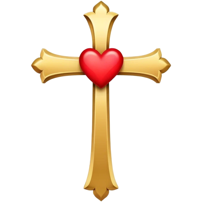 A gold cross on a heart  emoji