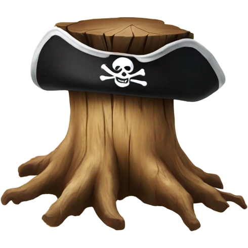 tree stump with a pirate hat emoji