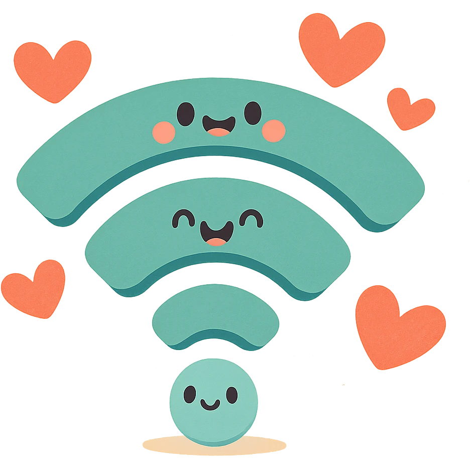 значок вай фая с сердечками вокруг emoji
