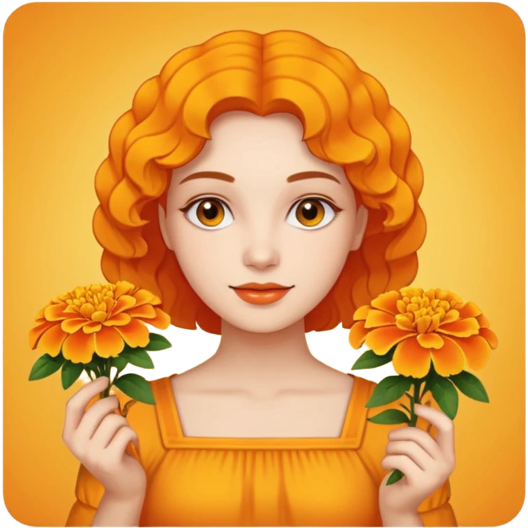 woman holding marigolds emoji