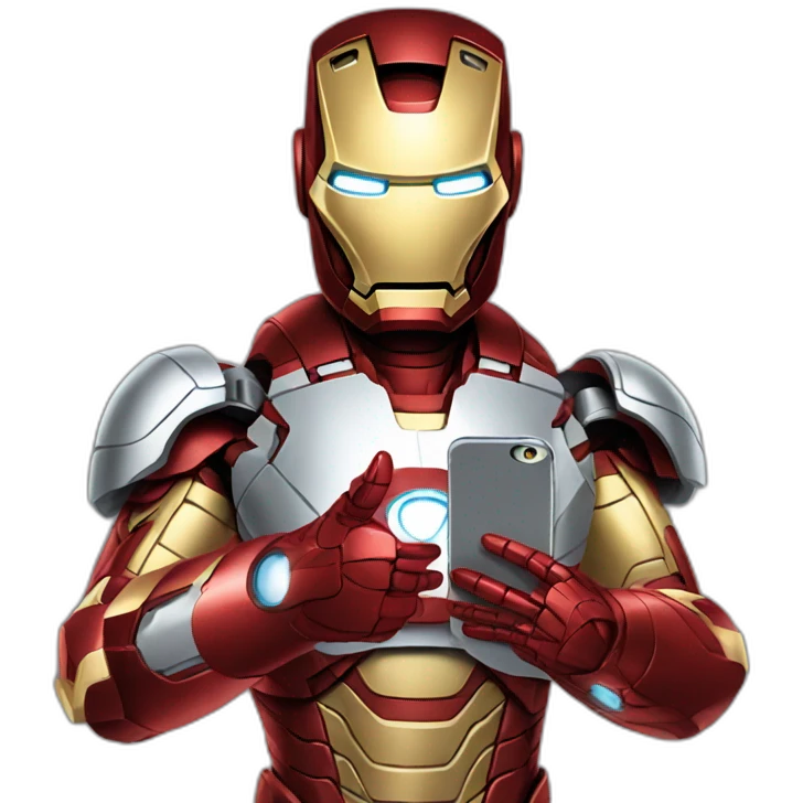 iron man holding a iphone emoji