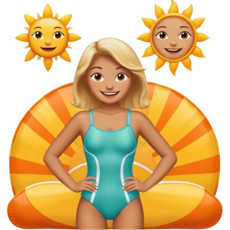 Retro swimsuit with girl emoji
