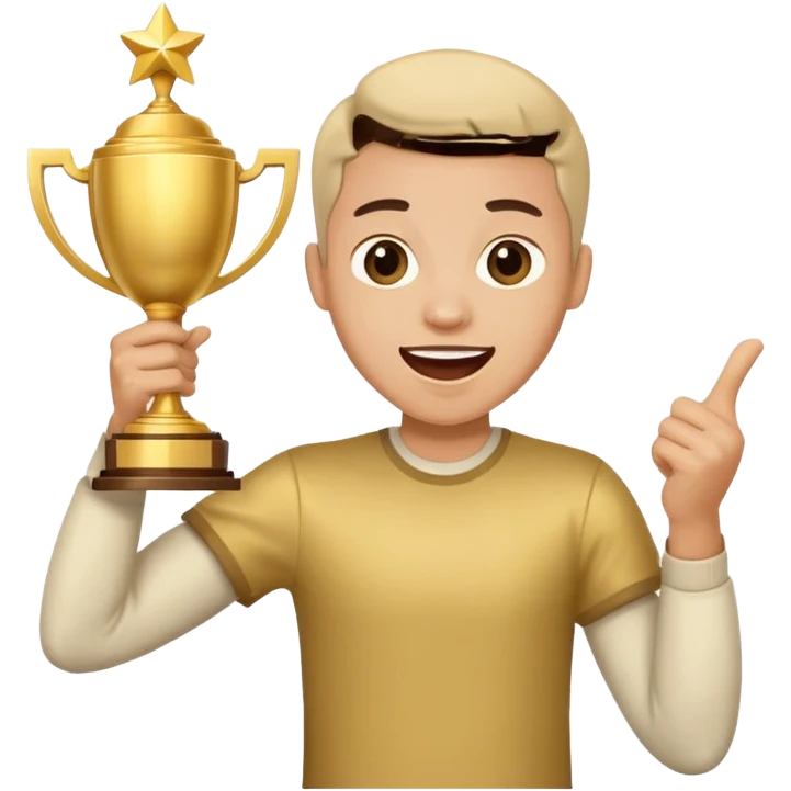 person holding a gold trophy, excited, fun, expressive emoji