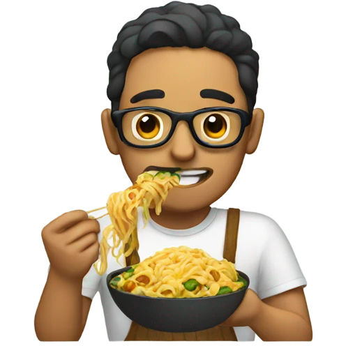 Mexican with glasses eating pasta emoji