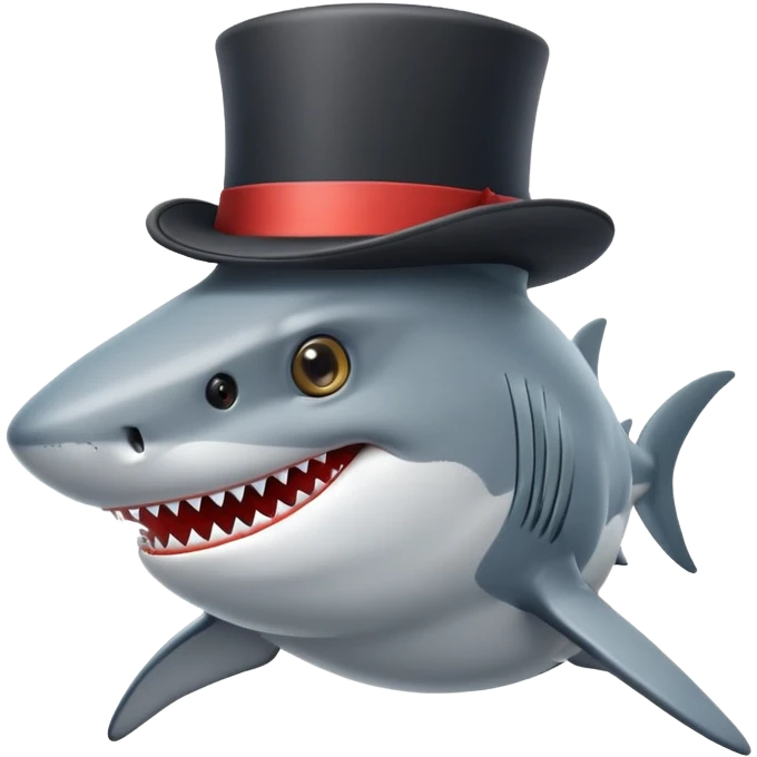 Shark with a top hat emoji