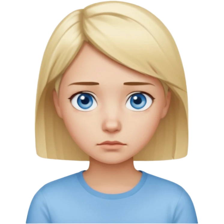 a girl blue eyes short blonde hair looking bored emoji