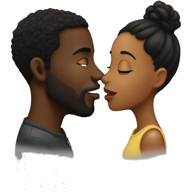 black guy and black girl kissing  emoji