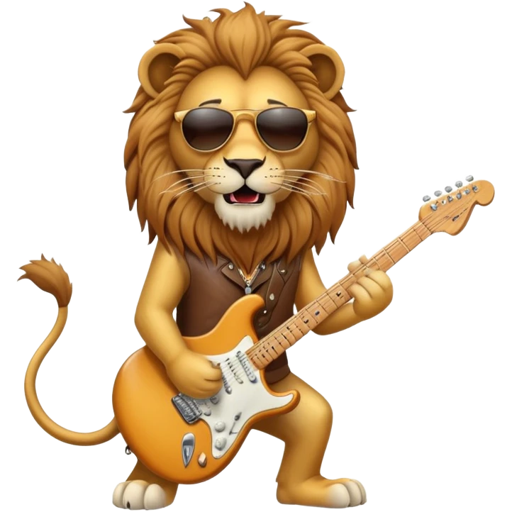 lion playing a stratocaster emoji