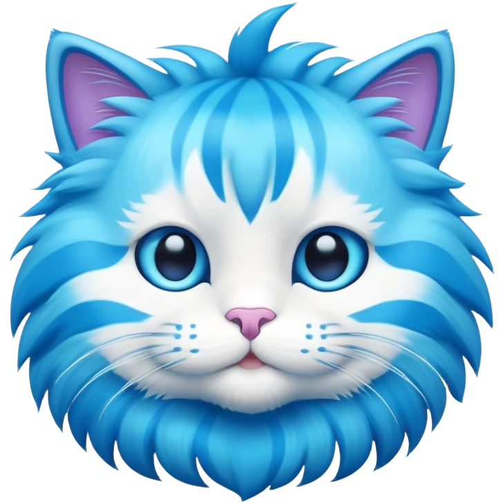 bright blue cat with cyan stripes emoji