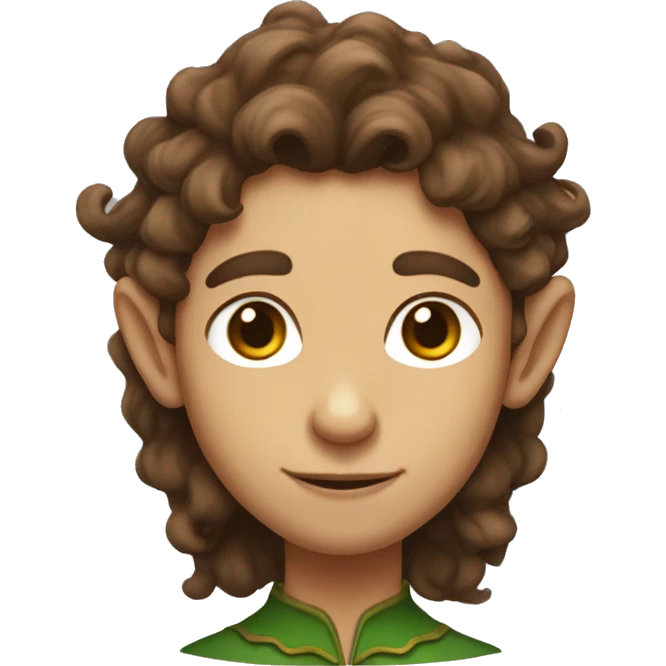 Elf with wavy brown hair and tanish skin emoji