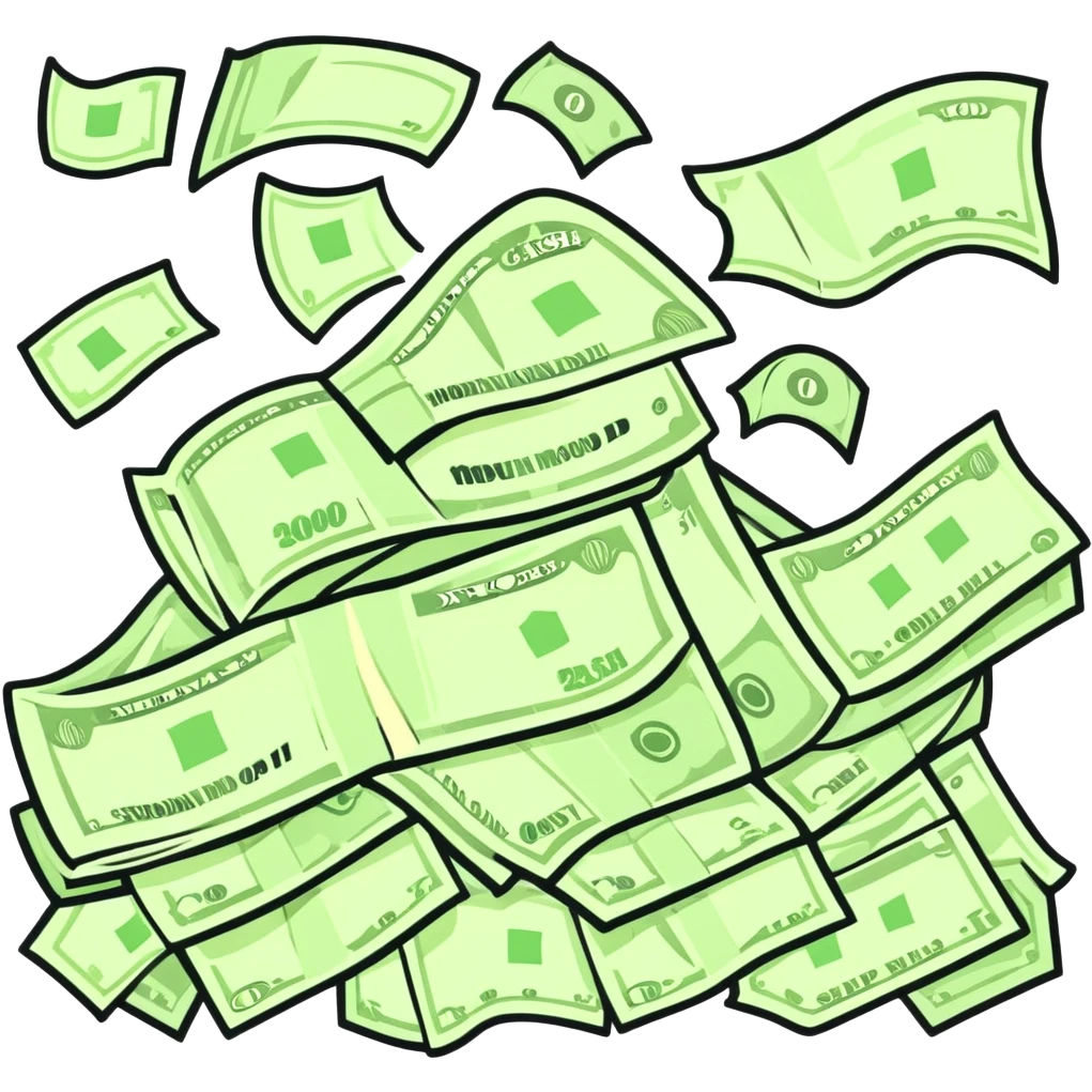 mountain of cash money bills emoji
