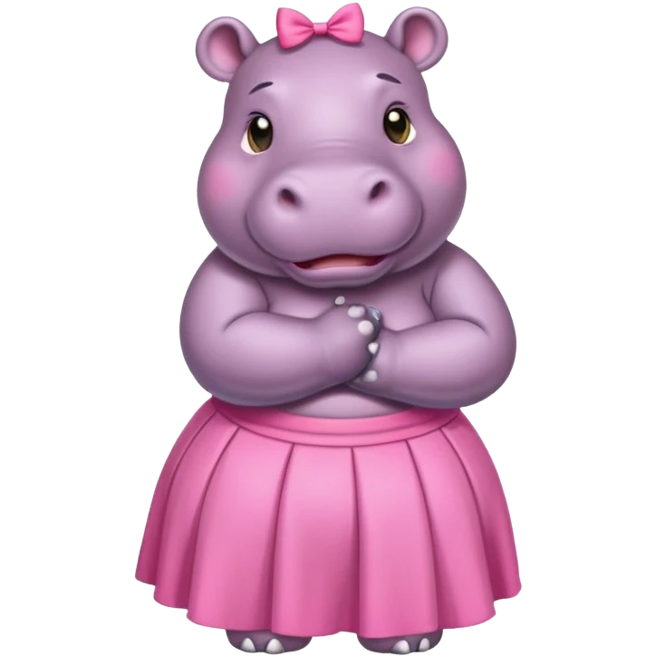Hippo with a pink skirt emoji