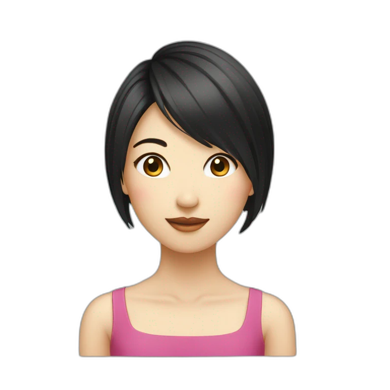Femme cheveux cour noir asiatique emoji