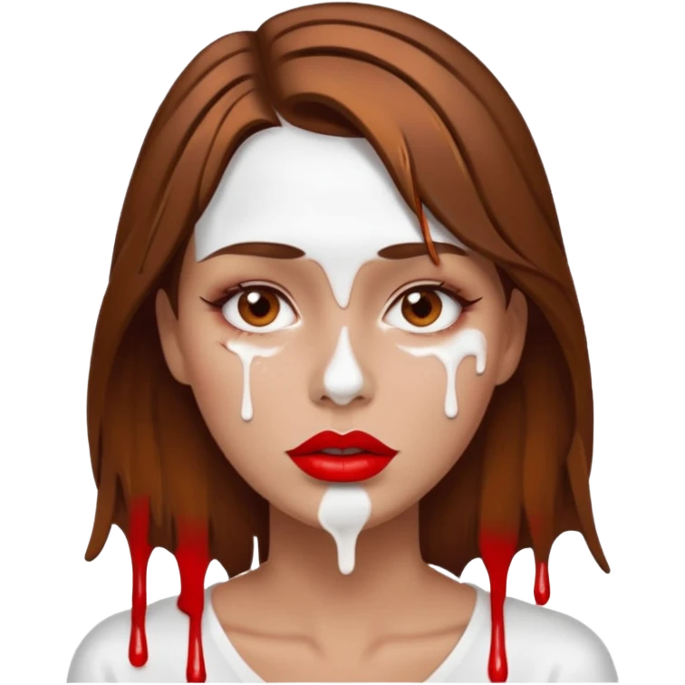 Brown Hair, Woman, white paint drip, face, hot, Sexy, lips emoji