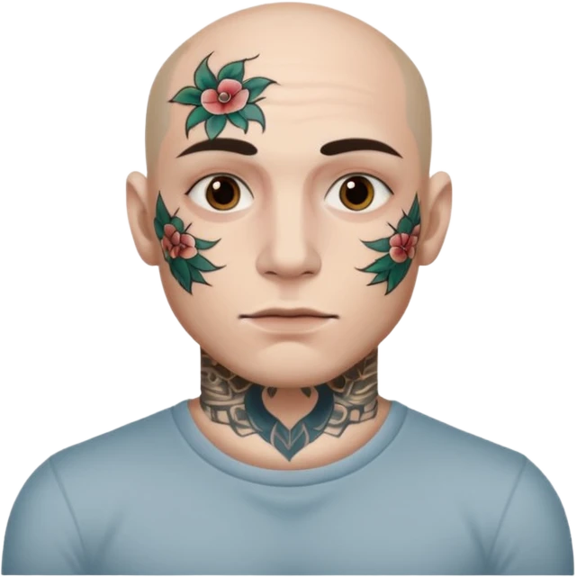 tattoo man, white skintone,tattoos on face. emoji