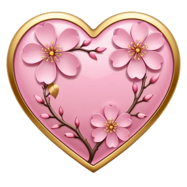 heart with sakura and gold leaf emoji