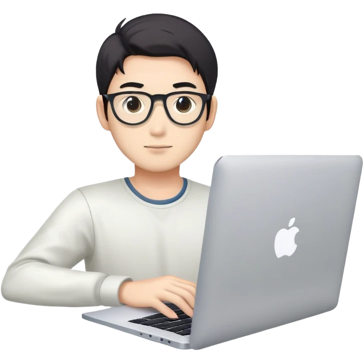 japanese handsome software engineer with macbook emoji