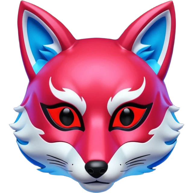 Luminous and neon mask with red, blue and pink fox glow. emoji