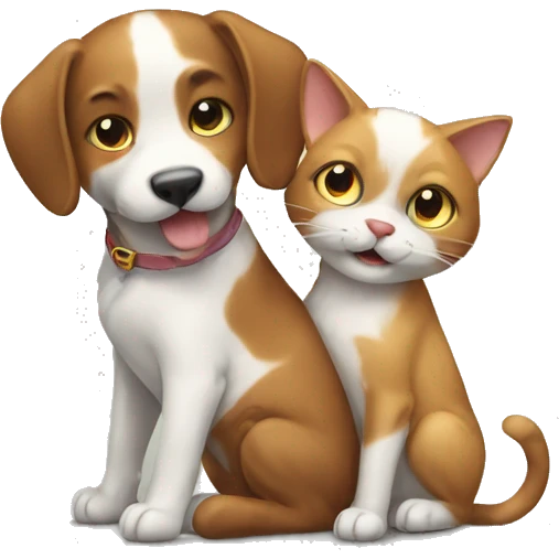 A cat and a dog playing each other emoji